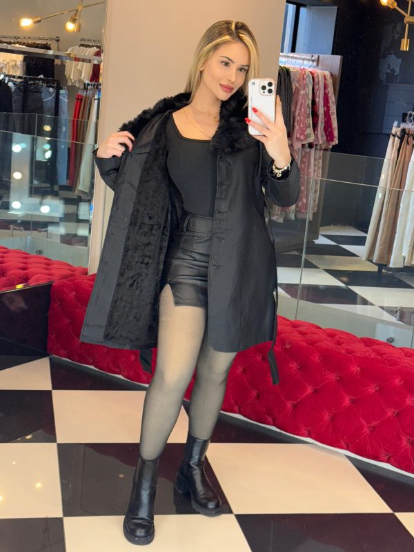 casaco courino elara preto casaco courino elara preto