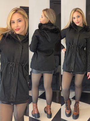 parka lã batida vânia preta