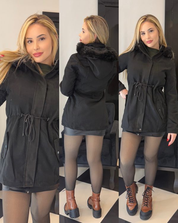 parka lã batida vânia preta parka lã batida vânia preta