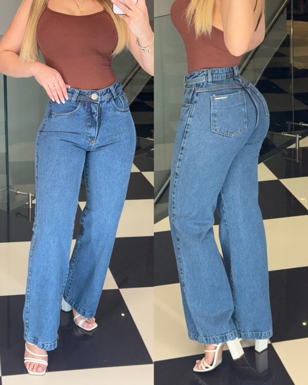calça jeans azul wide leg eliah