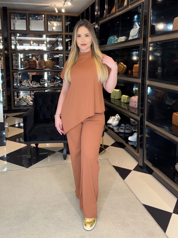 calça linho veronica marrom