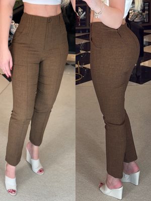 calça linho veronica marrom