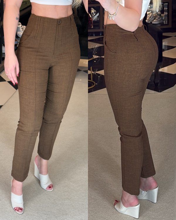 calça linho veronica marrom